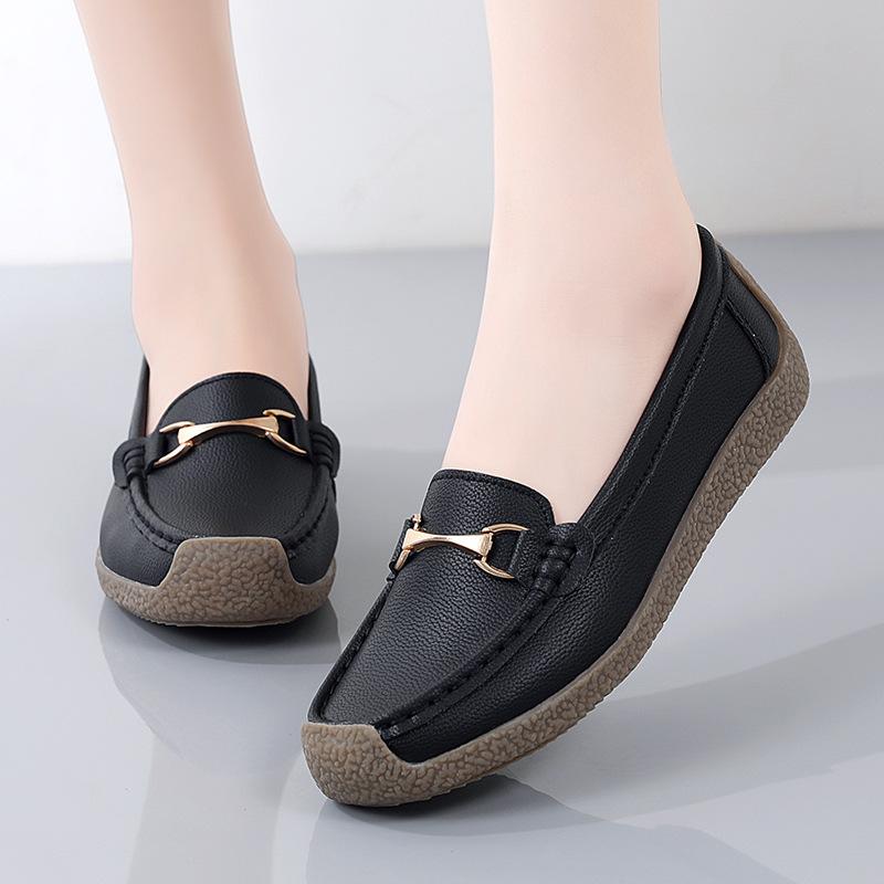 

New Spring /autumn Women Flats Genuine Leather Moccasins Woman Casual Shoes Slip-on Loafers Female Boat Shoes Big Size 44 44 чёрный