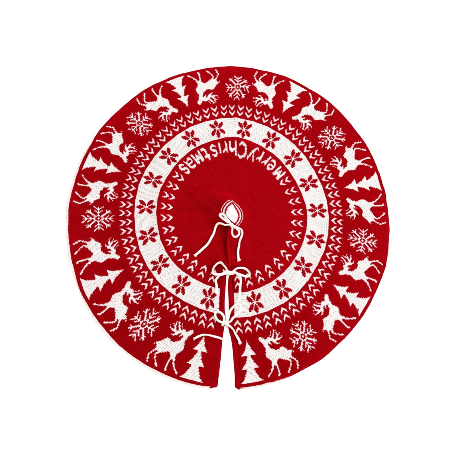 

Christmas Knitted Tree Skirt Crafts Snowflake Elk Christmas Tree Christmas Scene Decoration Props One Size