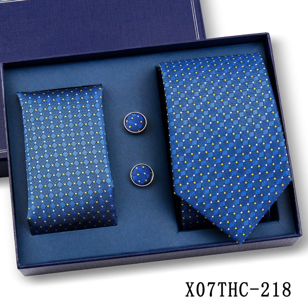 Men's Black Striped 3-Piece Gift Set: Hand-Tied 8cm Tie with Pocket Square & Cufflinks