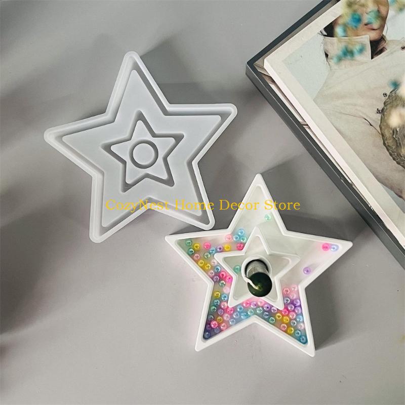 92MF Professional Silicone Star Shape Casting Molds For Crafting Candlestick Candle Holders Bases With Dried Flower Glitters
