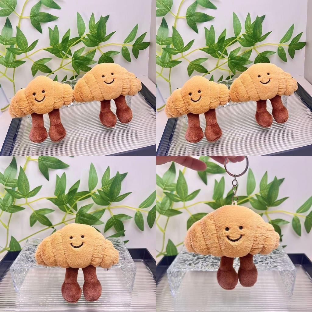 Delightful Croissant Shaped Plush Keychain Soft And Adorable Hanging Accessory