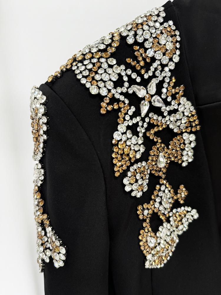 High-End Embroidered Rhinestone Suit Jacket with Slit Pants - Early Spring 2026 Collection