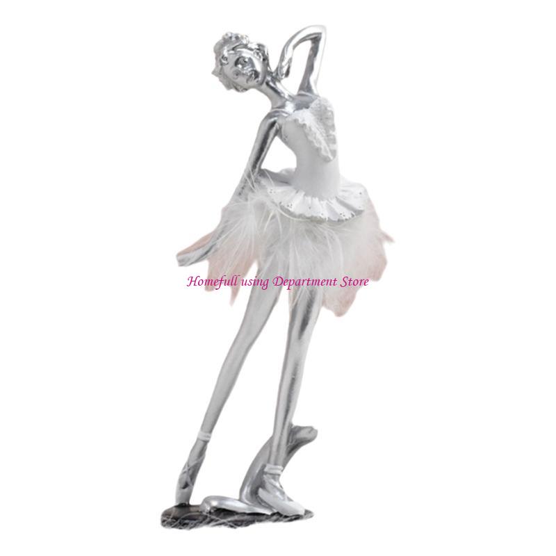 Artistic Resins Ballet Girl Figurine Ballerinas Sculpture Dancing Lady Statue for Desk or Book Shelf Display Ornament