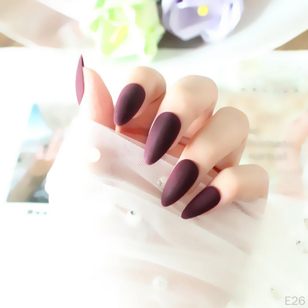 24Pcs Salon Artificial False Nails Tips Cosplay Matte Nail