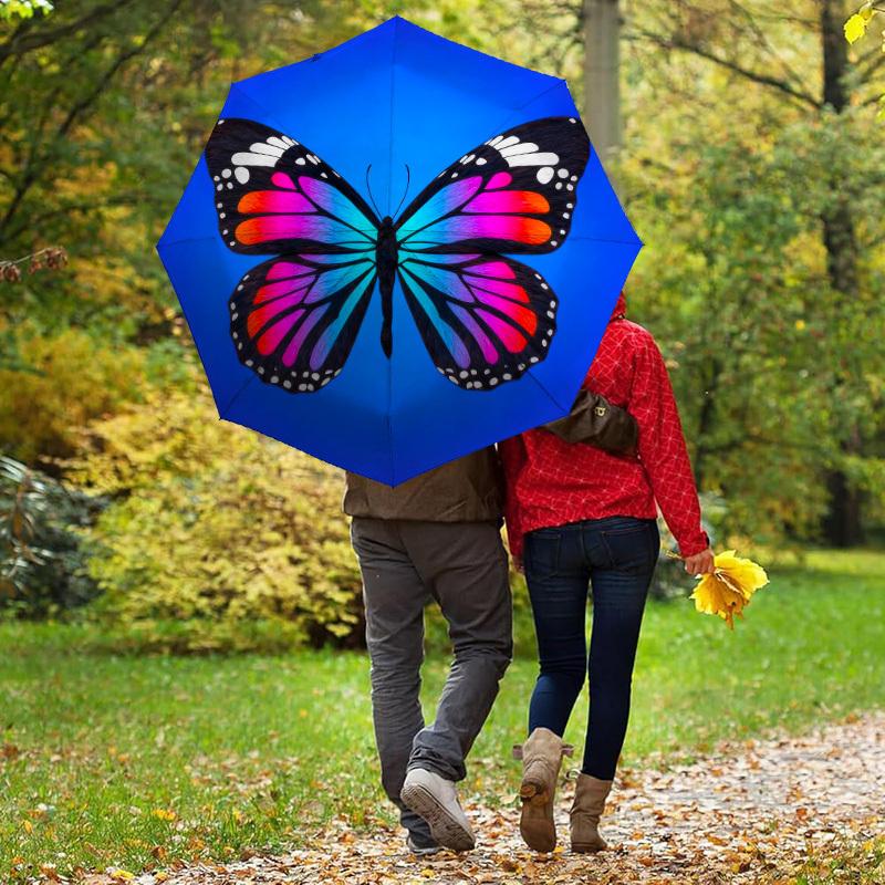 1pc Butterfly Wings Automatic Folding Umbrella, Heavy Duty 8 Rib Iron Frame,  Suitable for Travel, Daily Use, Birthday, Decor Gift  75