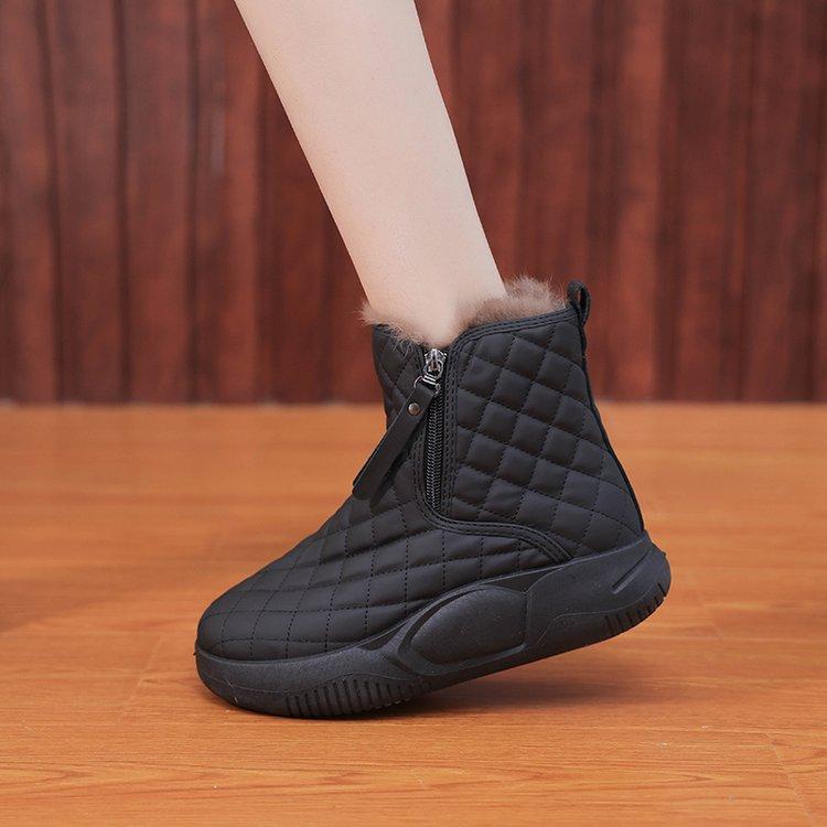 Winter samt warme verdickte Schneestiefel Damenschuhe 2024 neue Muffinsohle erhöhte Kälte und rutschfeste Mutter Baumwollschuhe