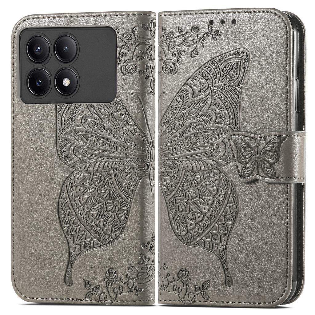 For Xiaomi Redmi K70E 5G/Poco X6 Pro 5G Phone Case Butterfly Pattern Folio Stand View Cover