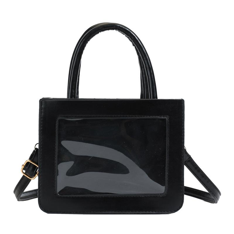 2025 Spring and Summer New Niche Design Messenger Handbag High Value Simple Foreign Style Solid Color Transparent Small Square Bag