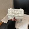 Fashionable and trendy women's  new high-end pleated diamond grid chain single shoulder crossbody small square bag