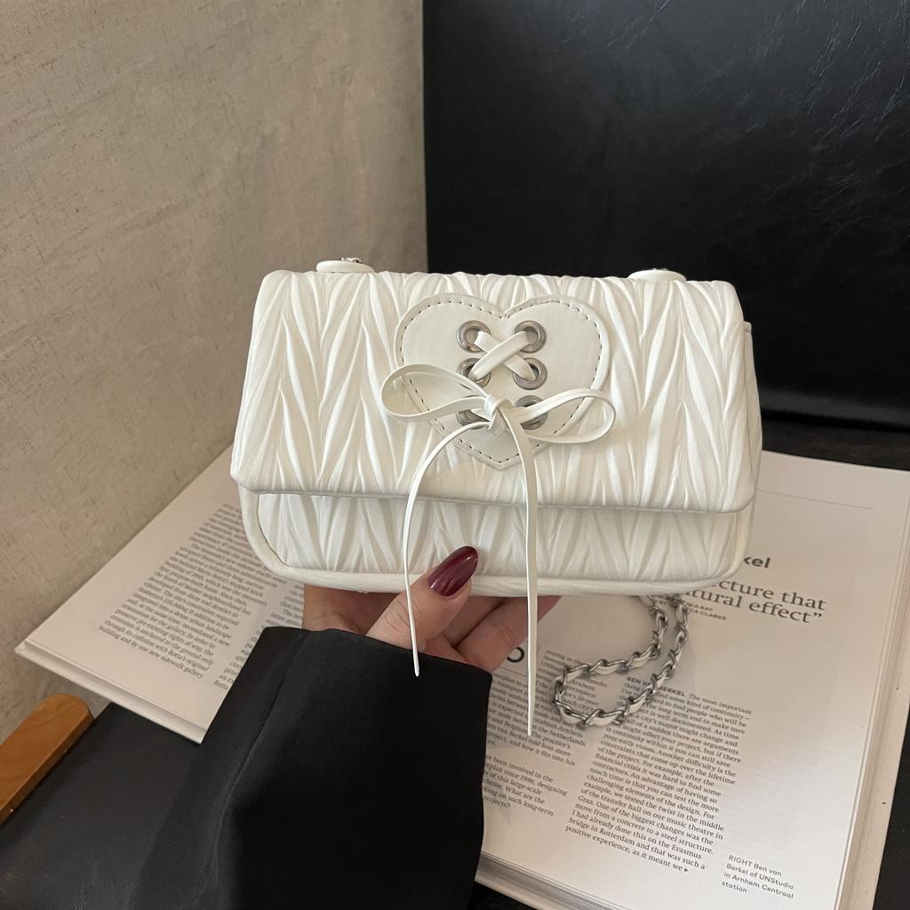 Fashionable and trendy women's  new high-end pleated diamond grid chain single shoulder crossbody small square bag