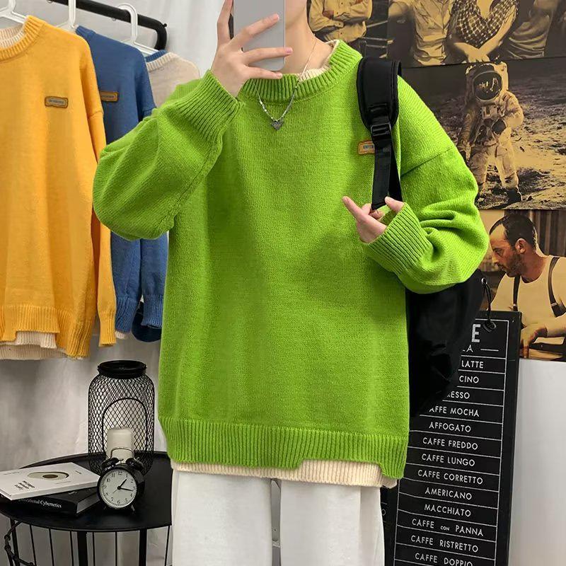 Men's Trendy Loose Knit Sweater - Warm Autumn/Winter Round Neck Pullover Cardigan