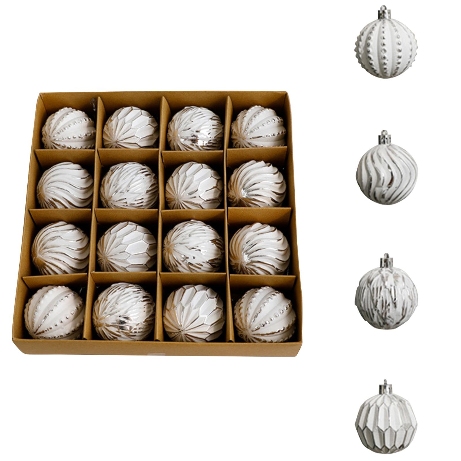 

6cm 16pcs Painted Colored Sticky Christmas Ball Set Boxed Christmas Decorations Christmas Tree Ornaments One Size серебряный