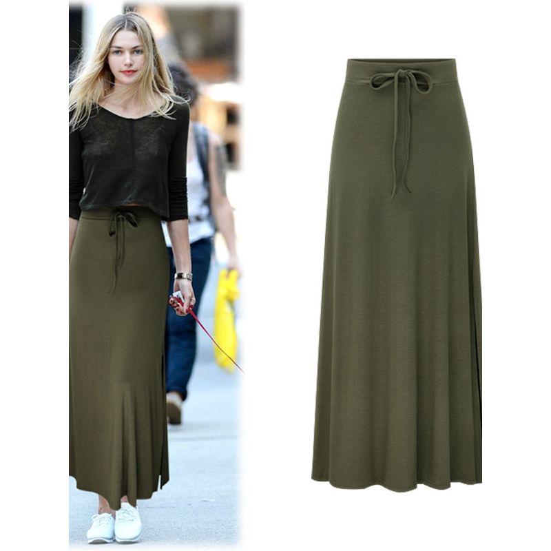 Solid Color Lace up Waist Hugging Skirt Solid Lace-up Sheath Skirt for Women