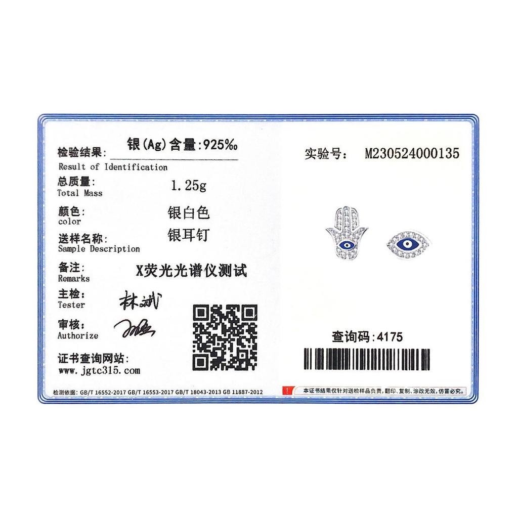 MODIAN CZ Blue Eye Emaille Palm Ohrstecker 925 Sterling Silber Funkelnde Hand der Fatima Ohrring für Frauen Edlen Schmuck