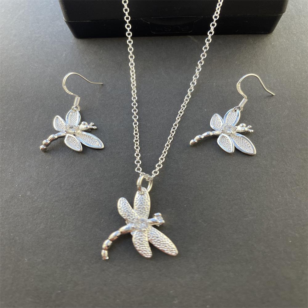 Necklace Earrings Set Dragonfly Pendant Boutique Jewelry