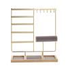 Elegant Wooden Jewelry Display Stand With 108 Earring Holes 12 Necklace Hooks And Fabric Lined Trays For Rings Bracelets Watches
