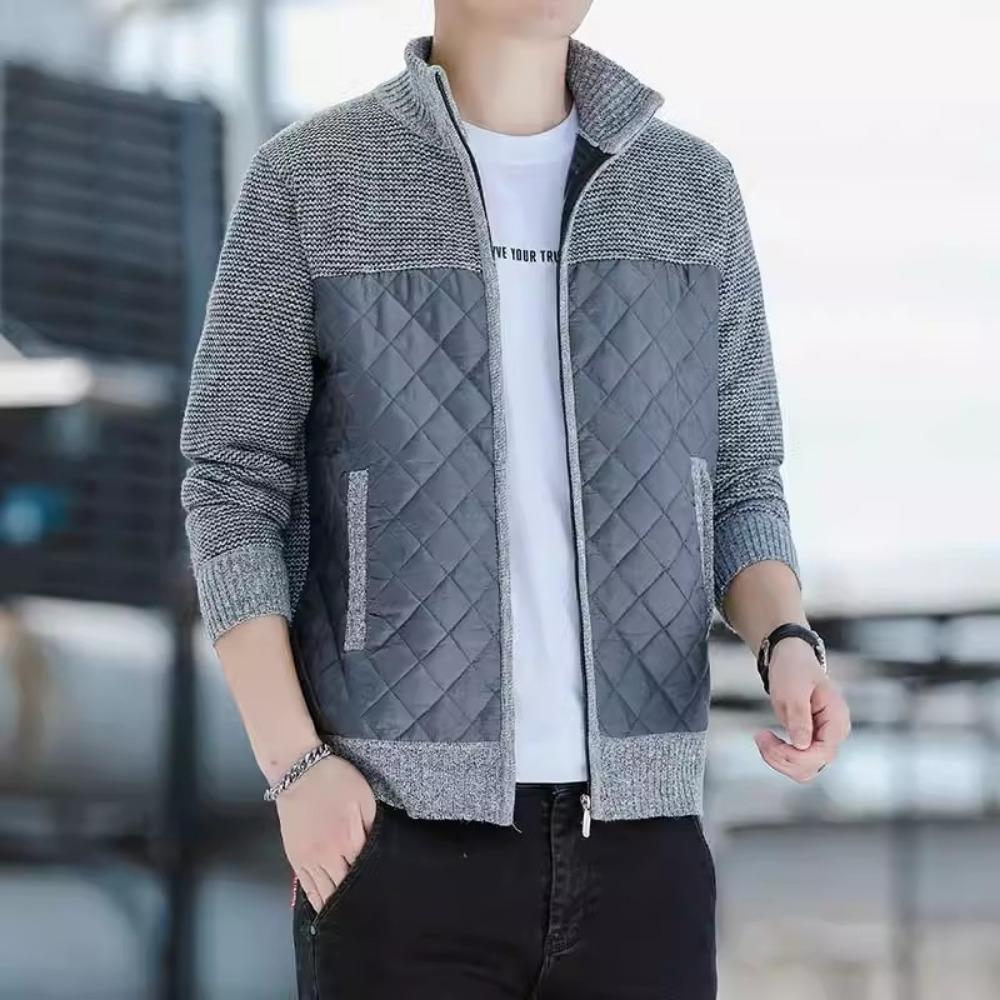 Pánské ležérní volné svetry kardigan na zip mikiny pánský kardigan stojáček slim volná bunda