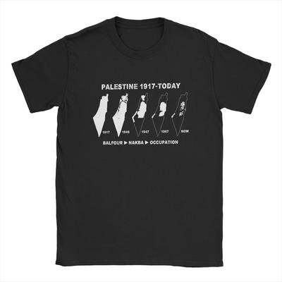 Palestina Kaart Land Sinds 1917 Heren T-shirt Palestijnse Vintage T-shirt Korte Mouw Ronde Hals T-shirt 100% Katoen Cadeau-idee Kleding