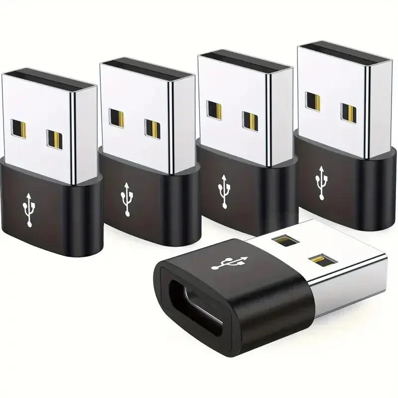 

Universal 5Pcs USB C Femal to USB B Male Adapter Durable Metallic Build For iPhone iPad Samsung S24 S23 S22 IWatch AirPods чорний