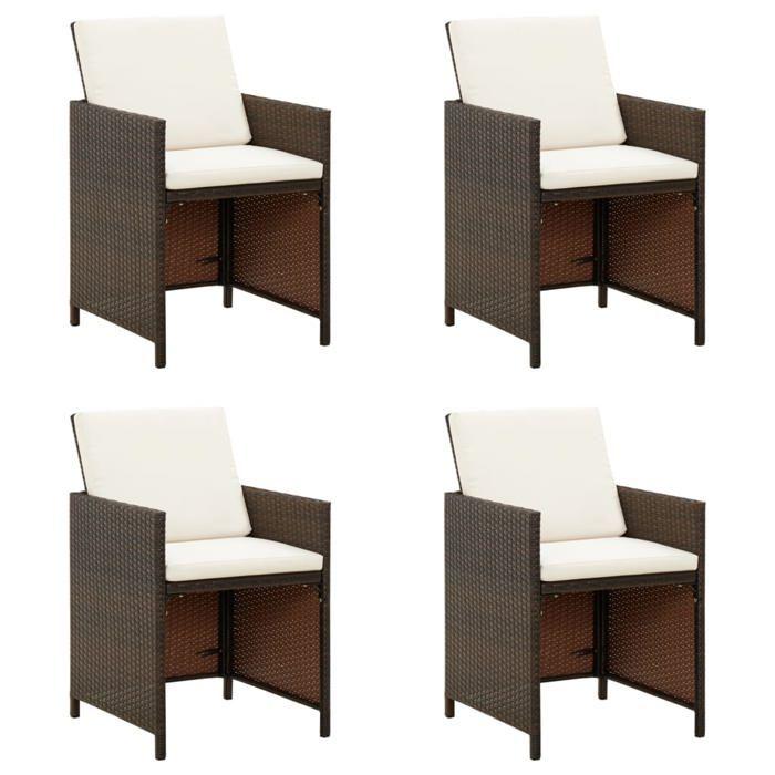 VidaXL Set of 4 Garden Dining Chairs with Cushions, Seats with Backrest, Outdoor Furniture Patio Terrace, Modern, 316803