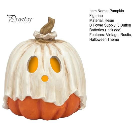 Ornamenti Spettrali Luminosi Decorazione Zucca Fantasma Illuminata di Halloween, Lampada Vintage Staccabile con Statua Spaventosa Candela LED per Tavolino da Cucina Mensola