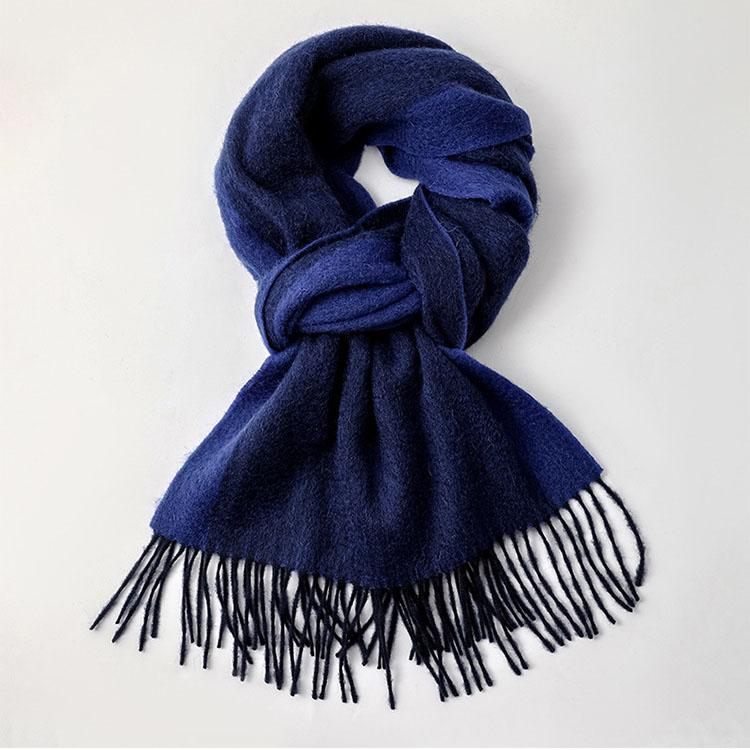 35x196cm Men's 100% Wool Ombre Gradient Scarf Thick Winter Warm Neck Wrap Dual-Color Fall Winter Accessory for Men