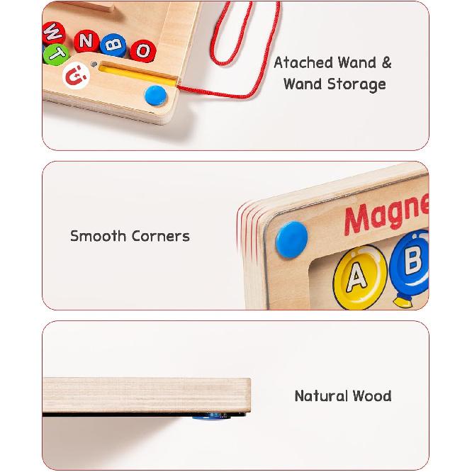 Magnetic Alphabet Maze Board, Educational Learning & Color Sorting Toys, Color Puzzles, ABC Alphabet Magnets Fine Motor Skills Toy for 3 4 5 Year Old