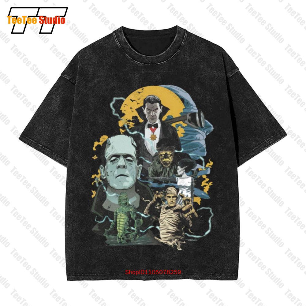 Universal Monsters Monster Mash Dracula Frankenstein Vintage Oversized TShirt TNV S