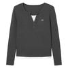 Hotwind Women's Faux Two-Piece Long Sleeve V-Neck T-Shirt