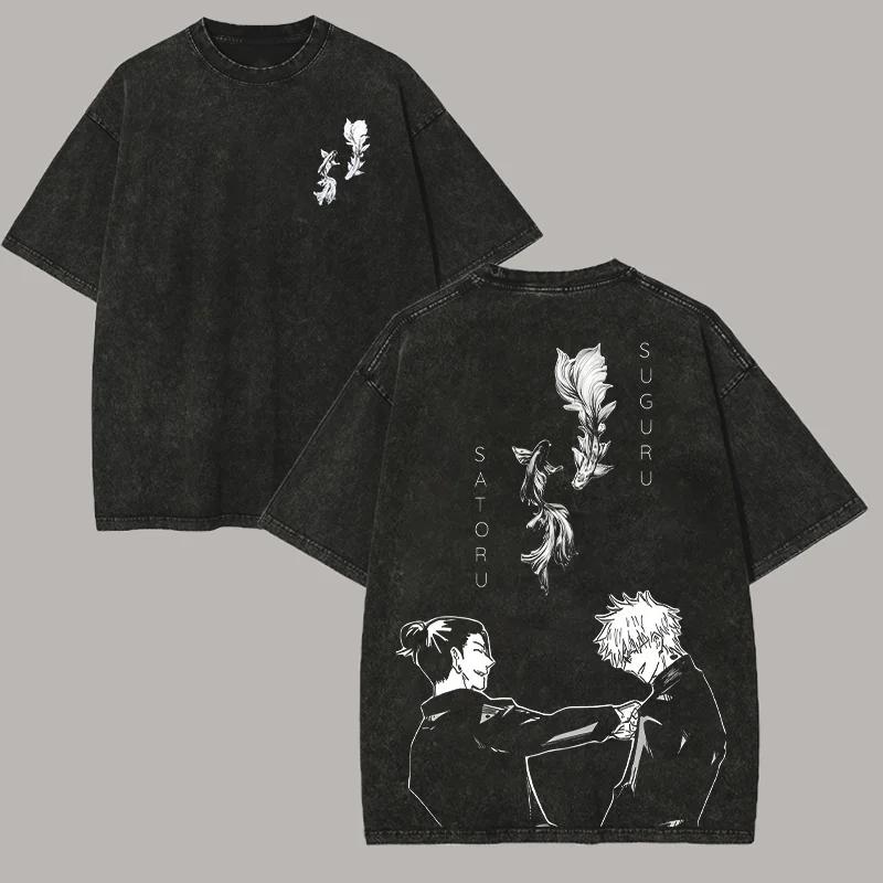 

Jujutsu Kaisen Japan Anime Graphic Tshirt Harajuku Vintage Washed T Shirt Men Women Clothing Oversized Cotton Short Sleeve Tees S