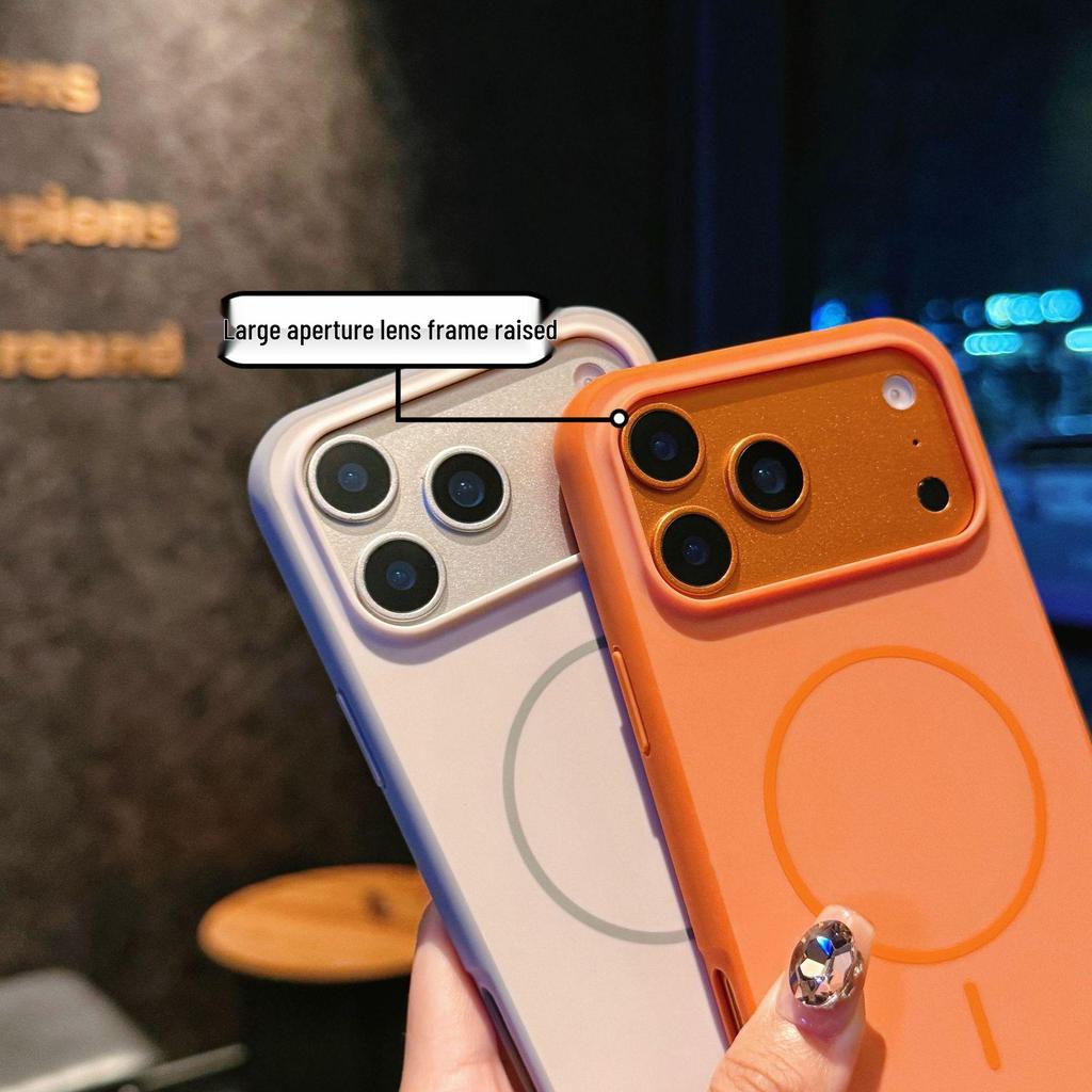 Magnetic Thin Ring iPhone 16/17ProMax Two-Color Skin-Feel Drop-Proof Frosted Case