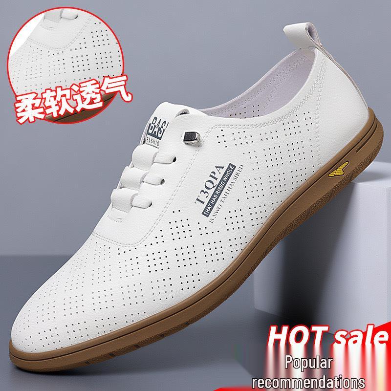 

Round Toe Men s Leather Casual Shoes - Trendy, Classic White Design 9173 44