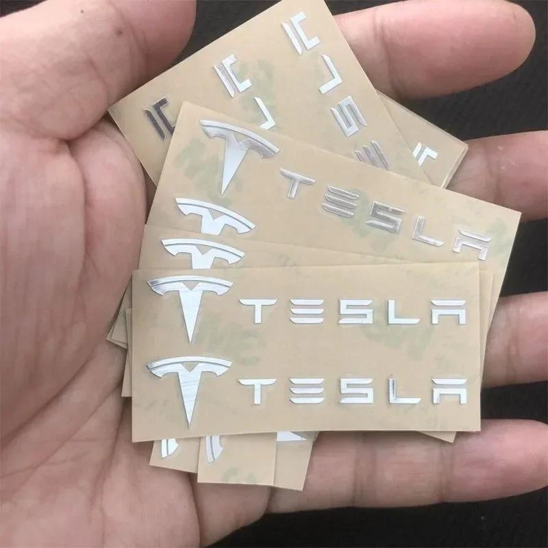 Car Sticker 2025 New Tesla 3D Metal Car Creative Stickers Waterproof Dirt-proof Sticker For Tesla Model 3 Model S X Model Y Road 2pc