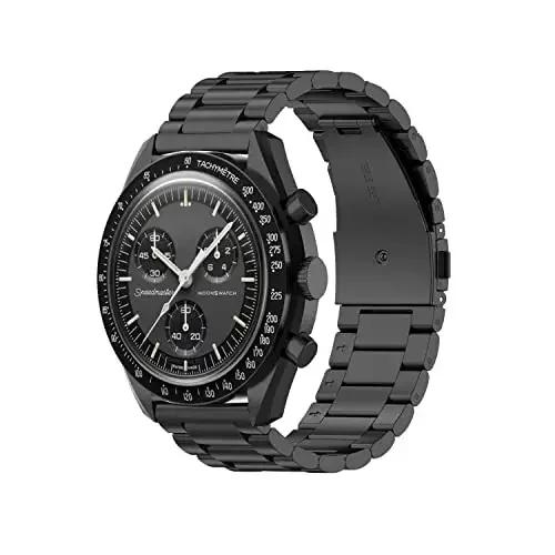 

Ремінець з нержавіючої сталі для спільної колекції Omega x Swatch MoonSwatch 20 мм Металева складана застібка Браслет на зап ястя Аксесуари для годинників Сріблястий 20mm чорний