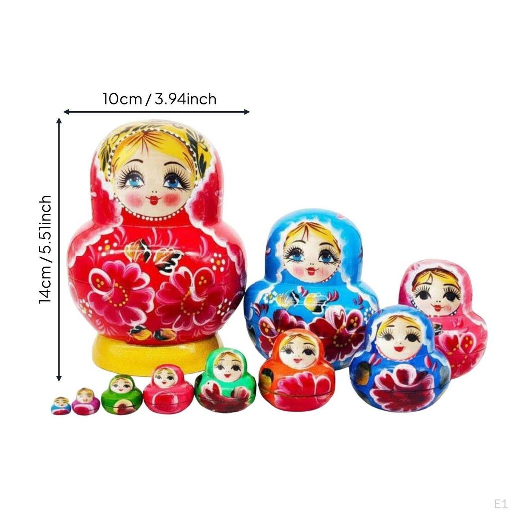 10 Pieces Matryoshka Nesting Doll Handmade 10Layer Set Basswood House Decoration for