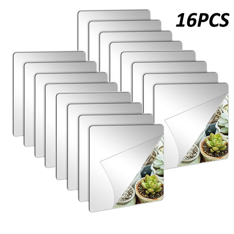 4/8/16Pcs Self-adhesive Acrylic Mirror Bathroom Shower Makeup Anti Fog Mirror Home DIY Decoration Tile Shaving Mirror Sticker