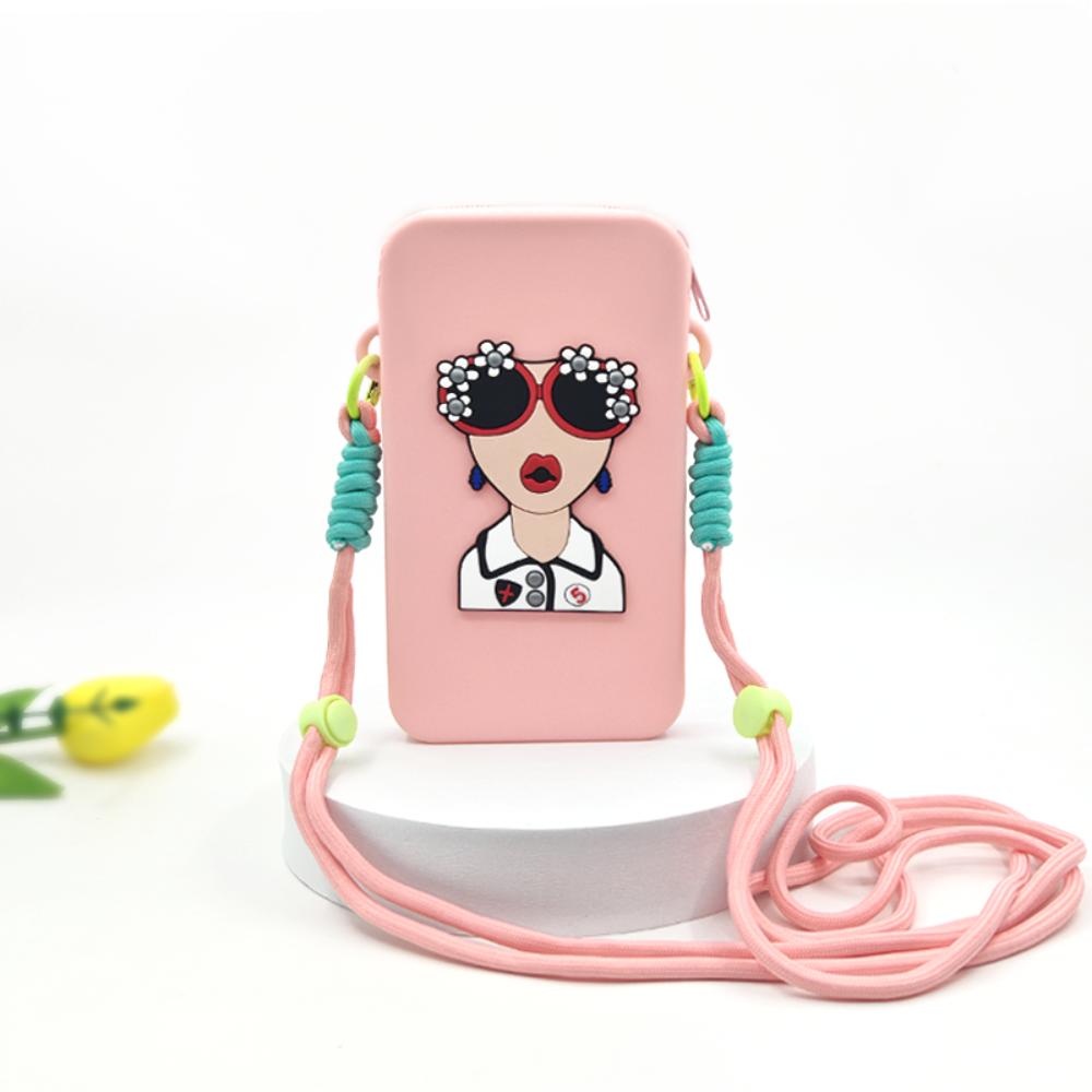 

Portable Silicone Mobile Phone Bag Waterproof Large Capacity Phone Crossbody Bag Multifunction Shoulder Bag рожевий