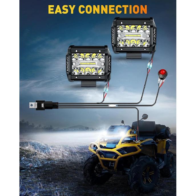 NAOEVO 4 Zoll 2 Stück LED Pod Lichter Spot Flut Combo LED Nebel Fahrlicht 4x4 Offroad Lichter Arbeitsleuchten für LKW Boot ATV UTV Jeep