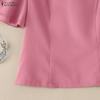 ZANZEA Women Casual Round Neck Solid Color Ruffles Short Sleeve Blouse