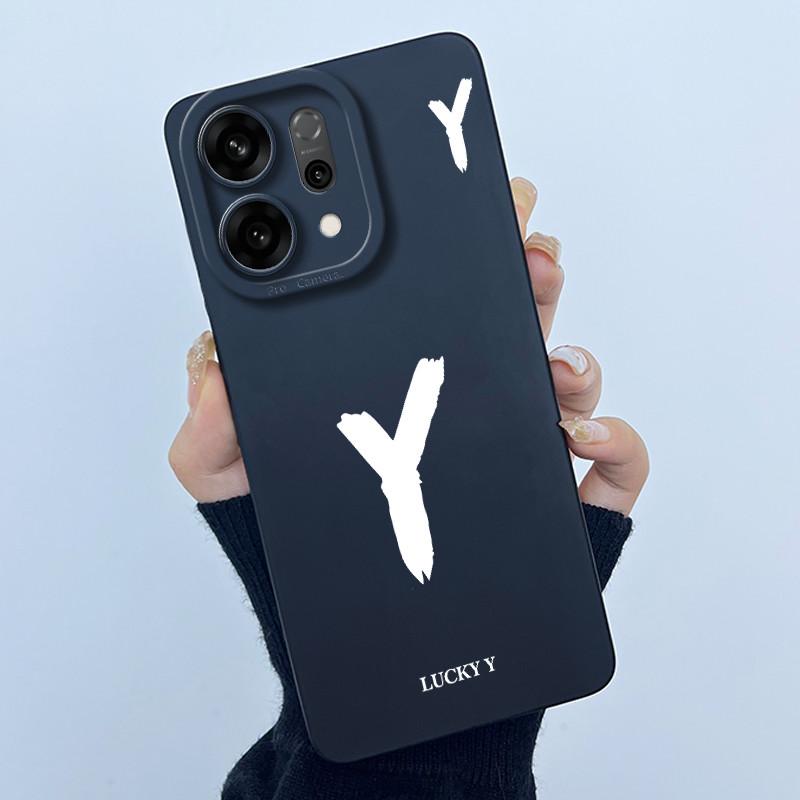 For OPPO Reno14 Pro 5G Cover Case Lucky Initial Letter Couple Silicone Soft Matte Phone Bumper for Oppo Reno 14 Pro 5G Casing