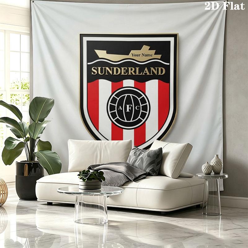 Sunderland A.F Custom Name Wall Tapestry Aesthetic Wall Hanging Printed Fabric Blanket Decorative Tapestries for Bedroom Living Room Home Decor