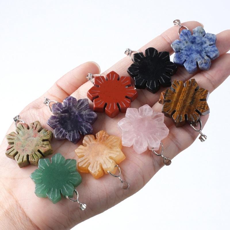 Handcraft Snowflake Agate Necklace Unique Stone Christmas Jewelry Suitable for Everyday Elegant