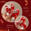 2pcs New Chinese New Year Hair Clips Red Lucky Blessing Headwear Hair Accessories Cute Bow Ribbon Velvet Hairpins for Baby