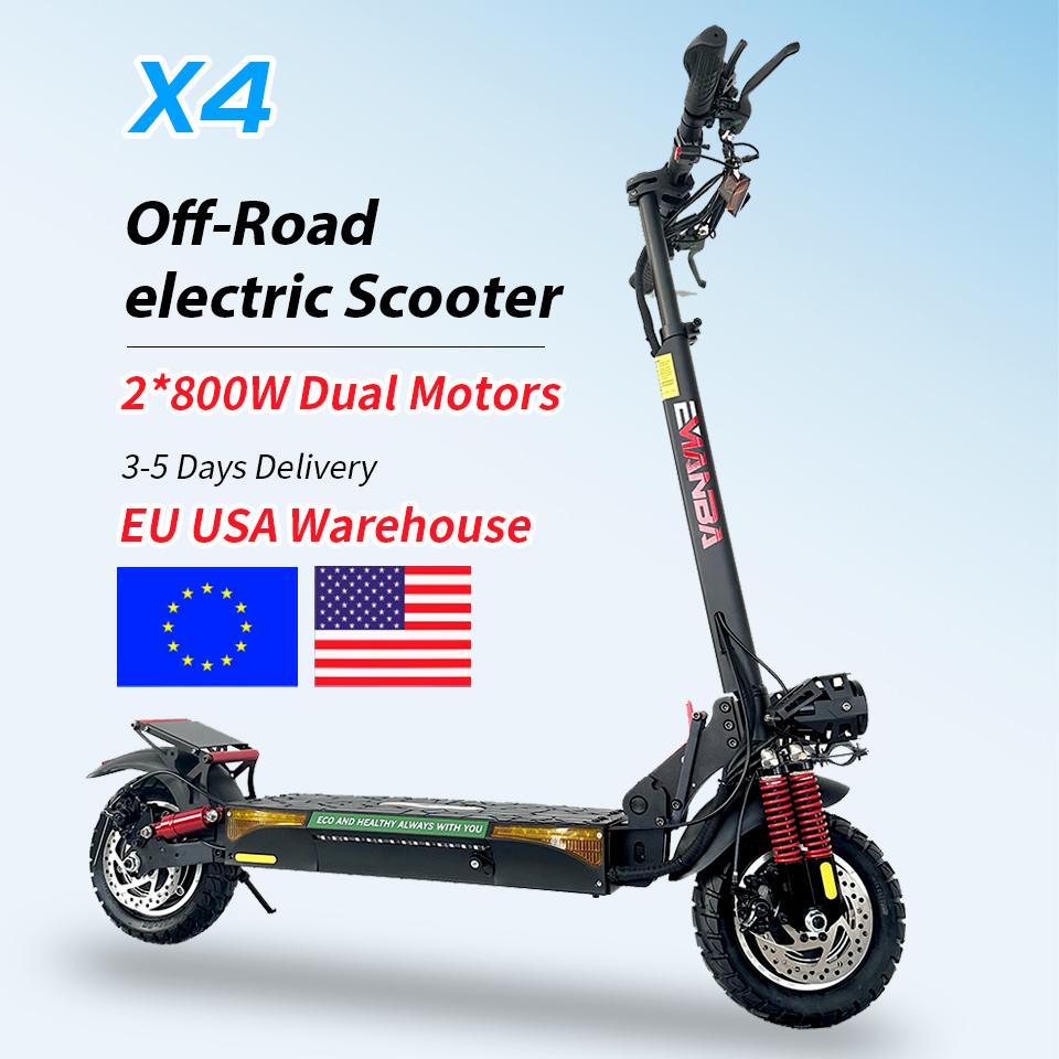 E-Scooters X4 1600W Dual Motor 48V18AH Battery Double Braking Fold Scooters Electric 10-Inch Tire Off-road Electric Scooter NFC