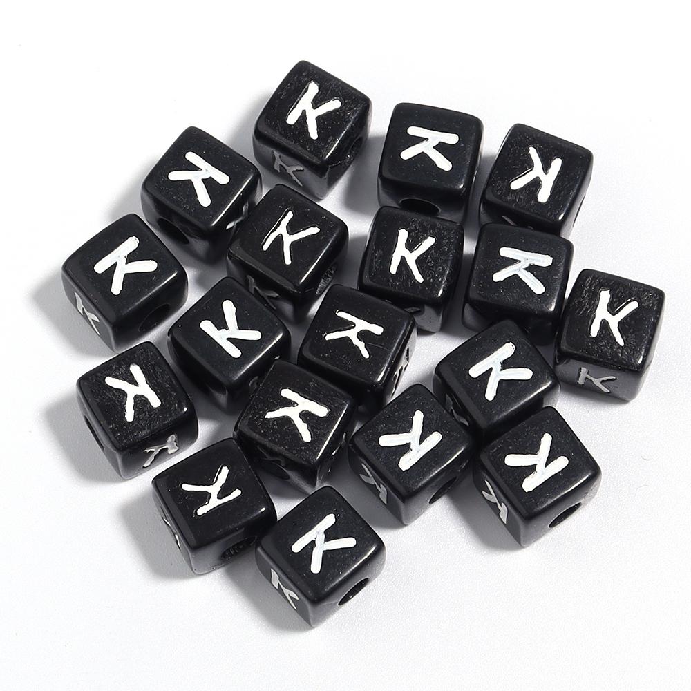 50-100 Stück Schwarze Acryl Buchstabenperlen A-Z Alphabetperlen Würfel Abstandshalterperlen Für DIY Armband Halskette Schmuckherstellung Zubehör