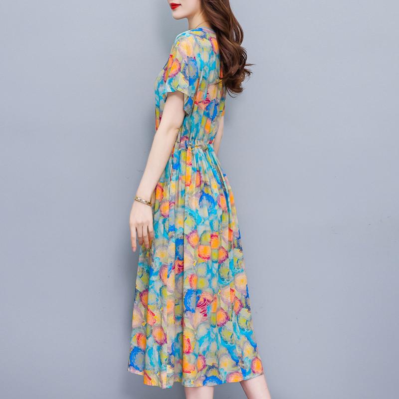 Elegant Women Dresses Summer Plus Size Vintage Clothes Short Sleeve Casual Long Dress