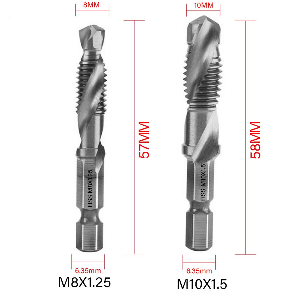 1/6Pcs Tap Drill Bit Set Hex Shank Titanium Plated HSS Screw Thread Bit Screw Machine Compound Tap M3 M4 M5 M6 M8 M10 Hand Tools