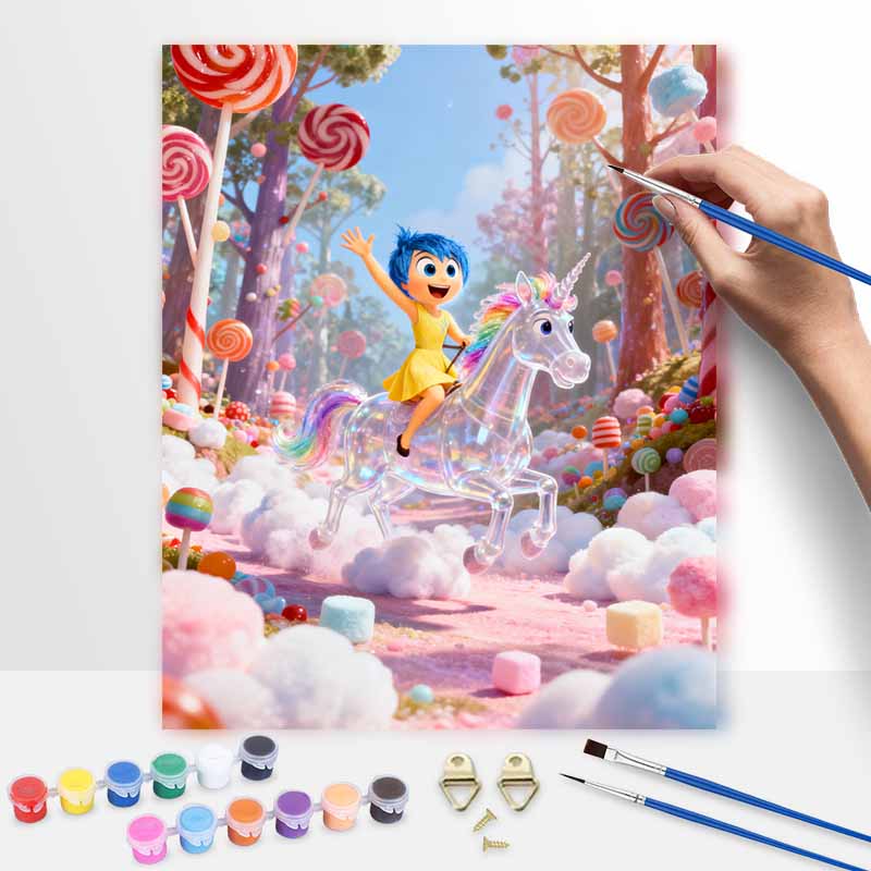Disney oil painting handcolored painting unicorn candy forest fantasy living room decoration hanging painting wall painting 20x30cm