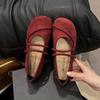 Design Sense Autumn New Thin Belt Round Head Flat Bottom Versatile Single Shoes Not Tired Feet Soft Sole Shallow Mouth Flat Heel Shoes