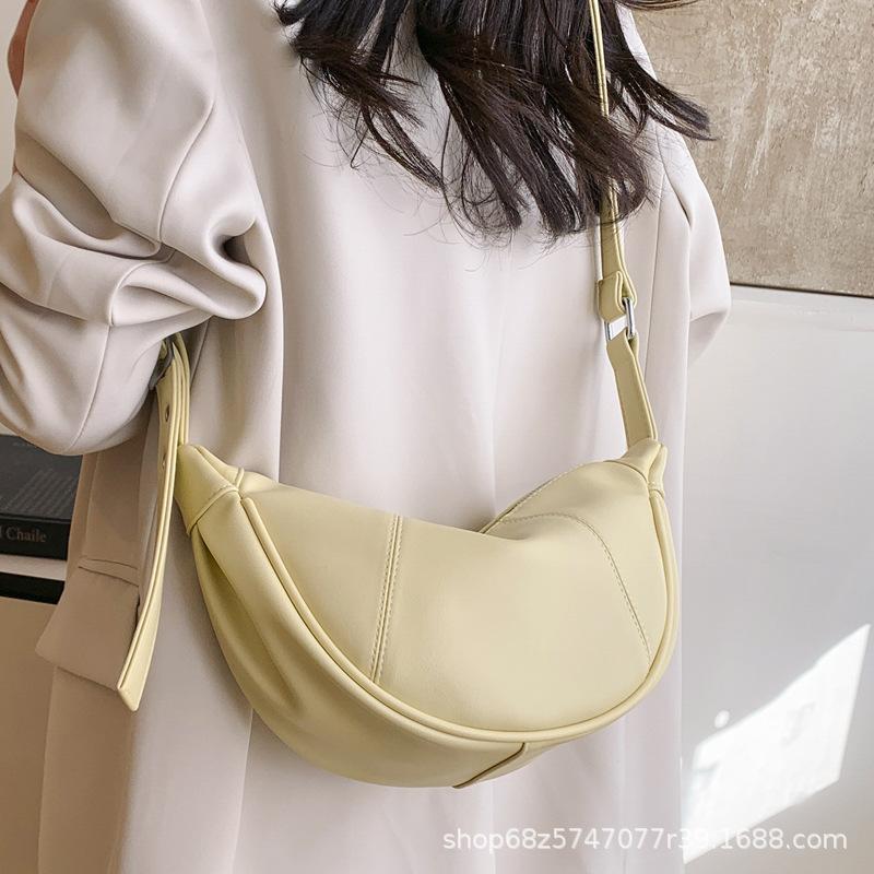 New Stylish Simple Casual High-end Dumpling Bag Versatile Commuter Solid Color Niche Design Messenger Bag Woman